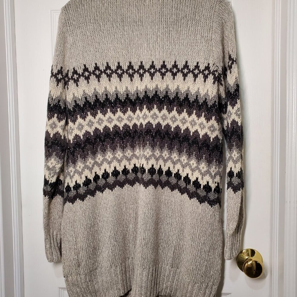 Sonoma Life + Style Women's Long Patterned Cardigan Sweater w. Pockets Size LG - Picture 6 of 8